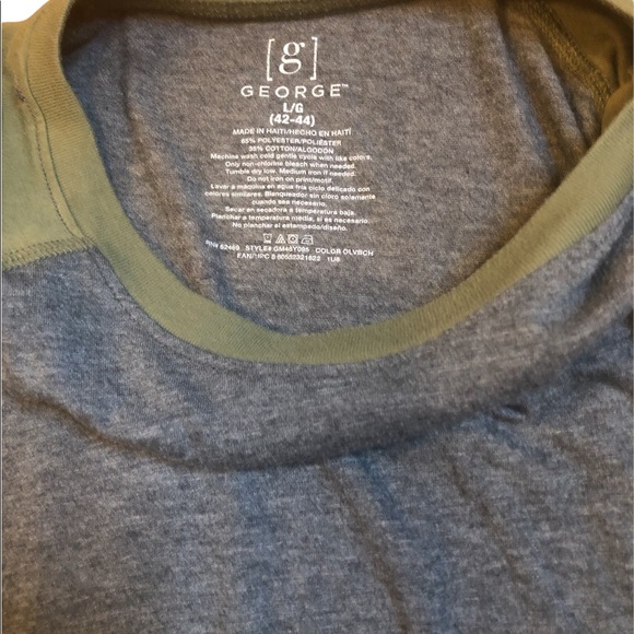 Olive and Dark Grey Crew Neck Long Sleeved Tee - Picture 2 of 3